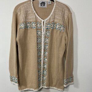 Storybook Knits Vintage “Turquoise Medallion” Sweater w/Tank, Size L